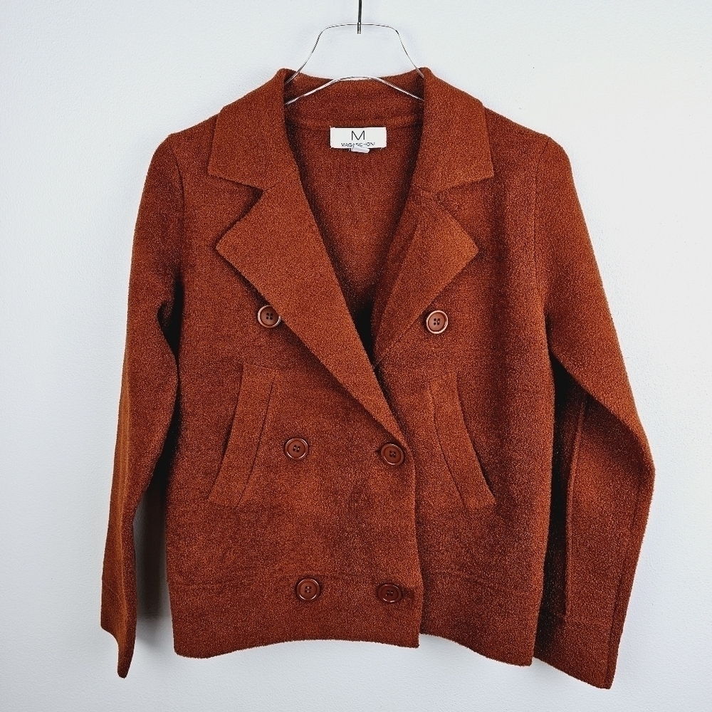 Magaschoni Burnt Orange Soft Sweater Blazer Style